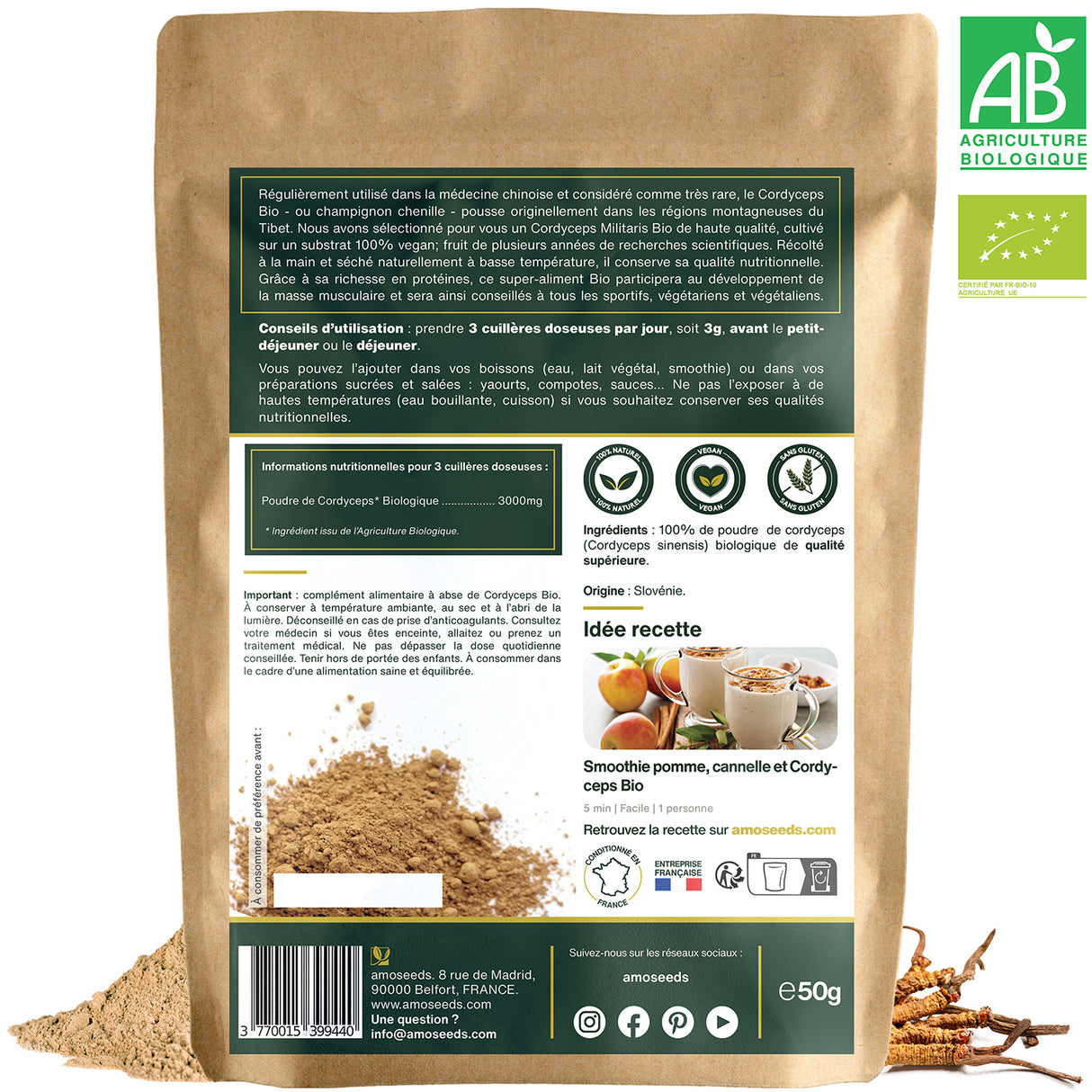 Cordyceps en poudre bio 50g
