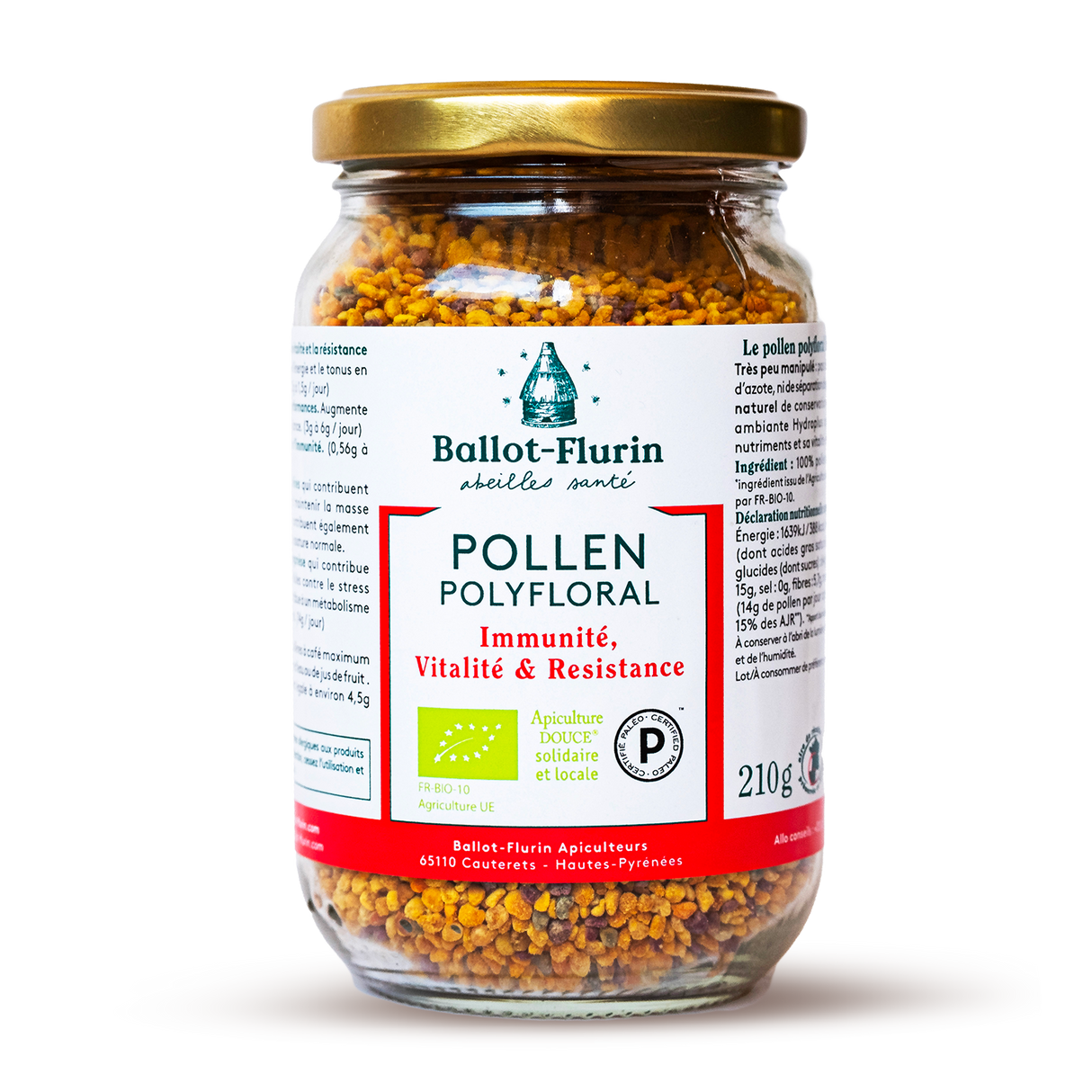 Pollen Polyfloral Français dynamisé Bio 210g